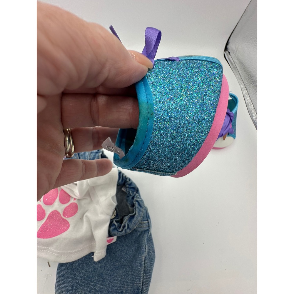 Build-A-Bear Sequin Tutu Dress & Ice Cream Glitter Sneakers Outfit Set Turquoise